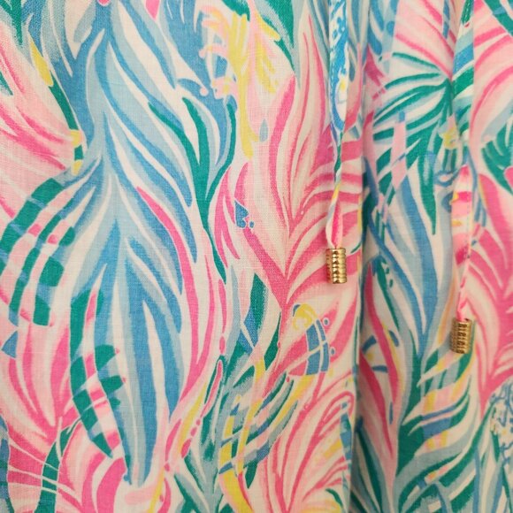 Lilly Pulitzer Taron Linen Tropical Print Lounge Pants Summer Vacation Casual - Picture 5 of 9
